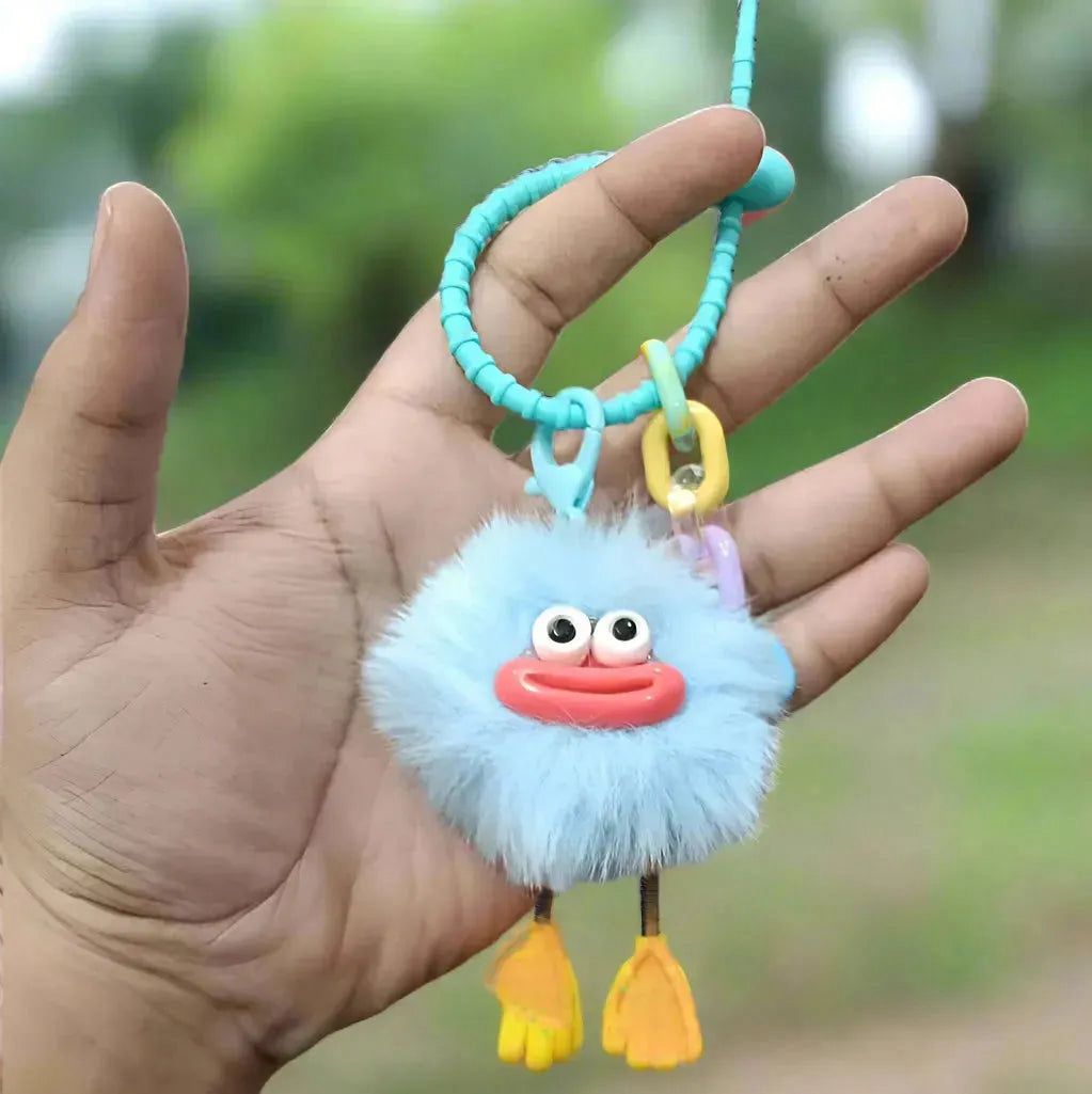 Cute Fluffy Bird Style Keychain – Funny Plush Cartoon Bag Charm for Girls