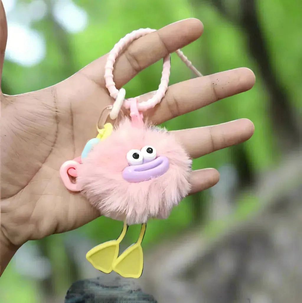 Cute Fluffy Bird Style Keychain – Funny Plush Cartoon Bag Charm for Girls
