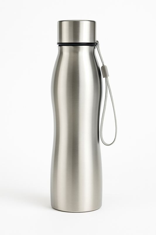 QyraMart™ Curved Stainless Steel Water Bottle | 1000ml | Leak-Proof & Travel Friendly