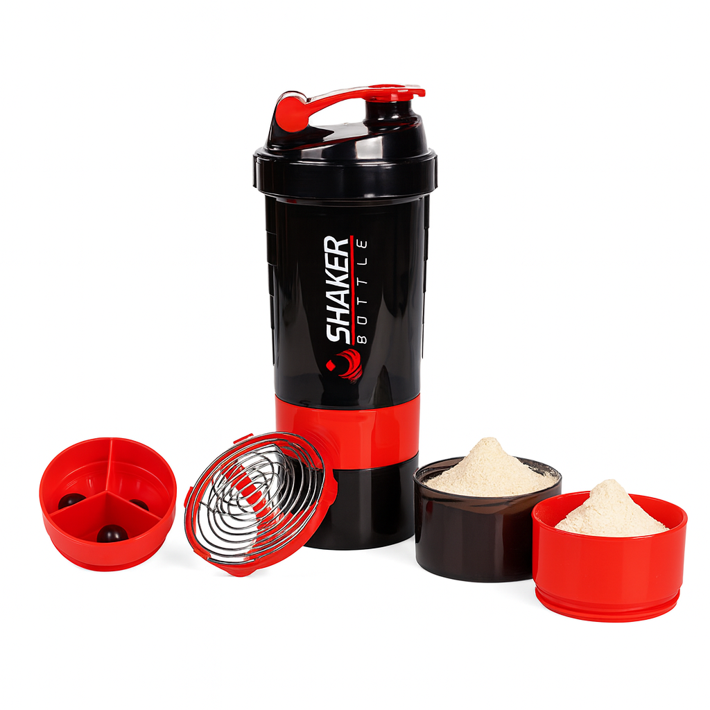Spider Gym Protein Shaker Bottle | 500ml | Leak-Proof Mixer with 2 Storage Compartments