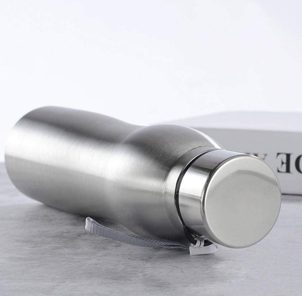QyraMart™ Curved Stainless Steel Water Bottle | 1000ml | Leak-Proof & Travel Friendly