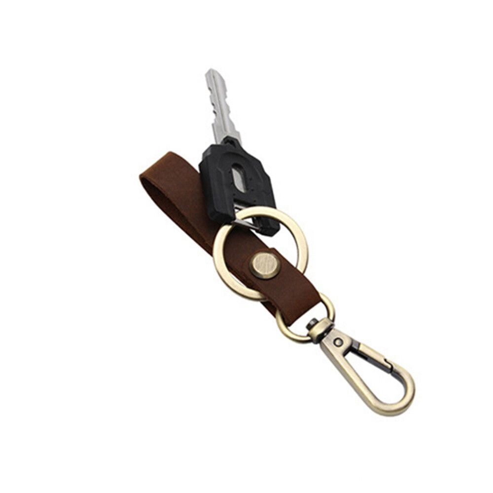 Vintage Style Leather Keychain with Secure Clasp
